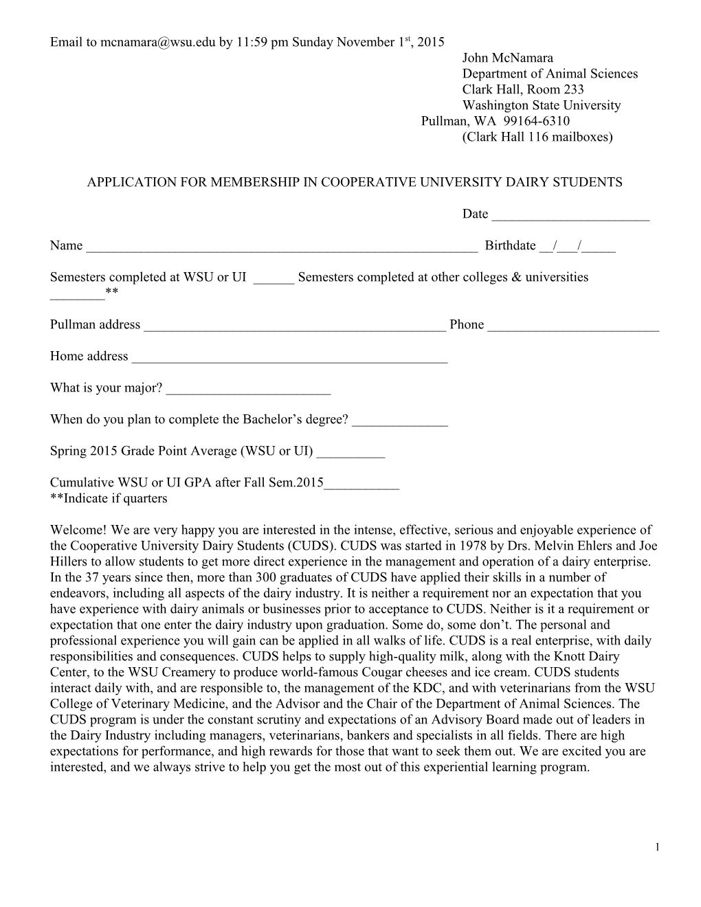 CUDS Membership Application