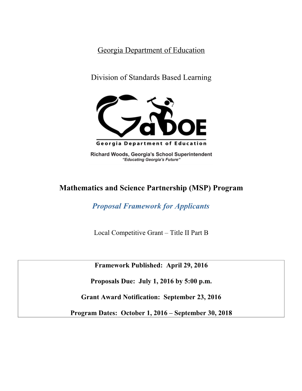 Mathematics and Science Partnership (MSP) Program