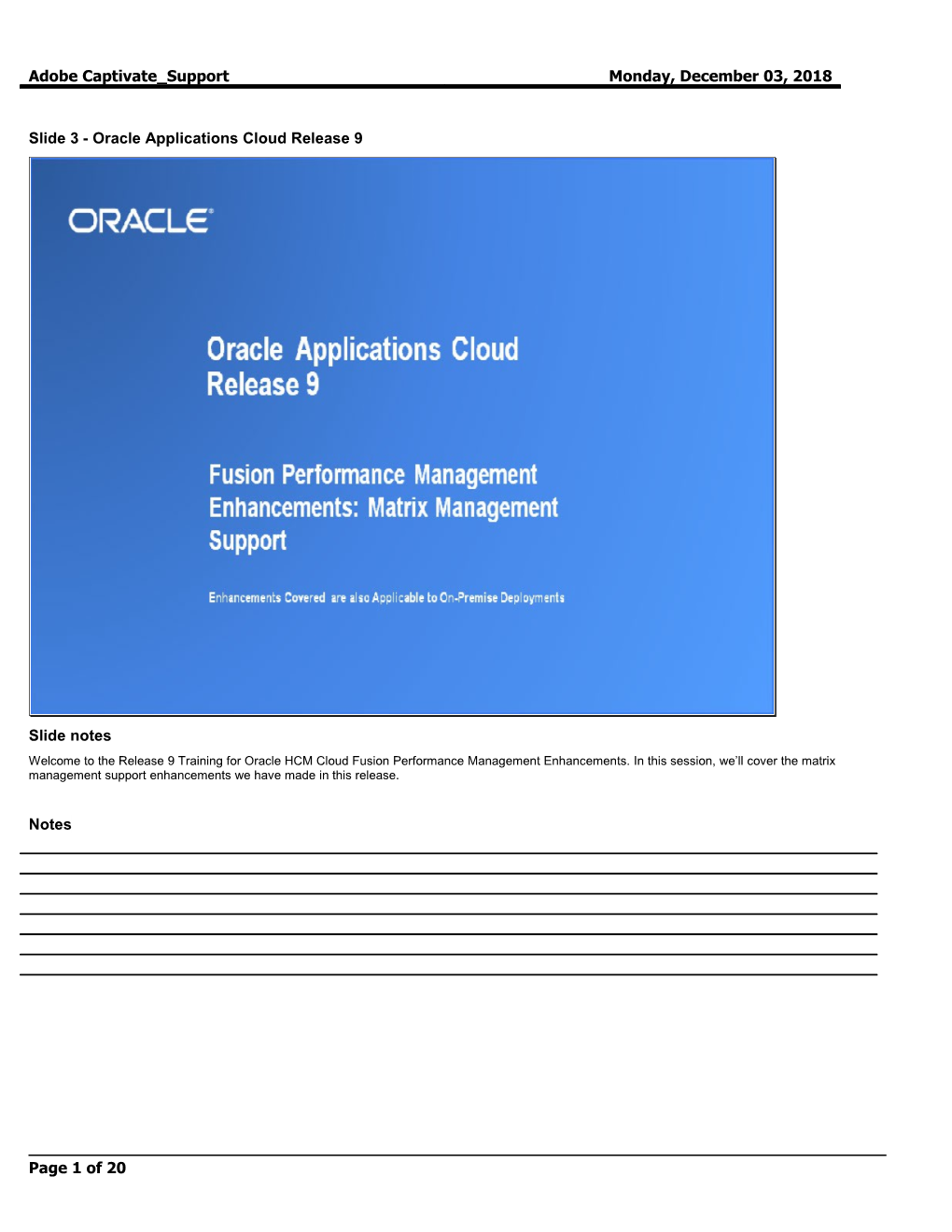 Slide 3 - Oracle Applications Cloud Release 9