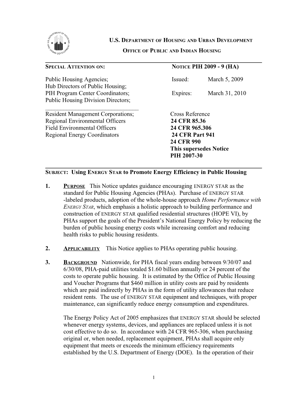 Draft of PIH Notice for Revising Or Updating Energy Audits