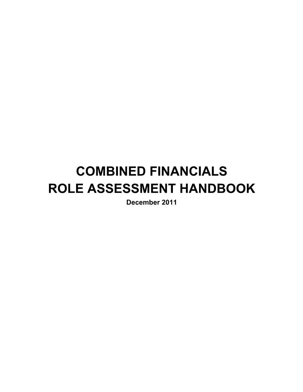 Financial Role Handbook
