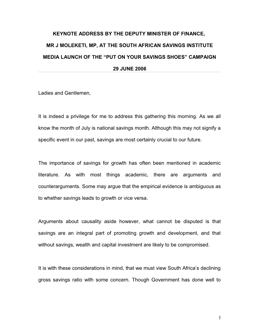 Ketnote Address by the Deputy Minister of Fiannce, Mr J Moleketi, Mp at the South African