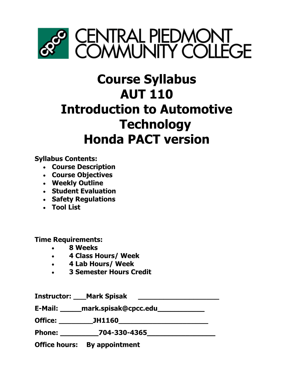 Introduction to Automotive Technology