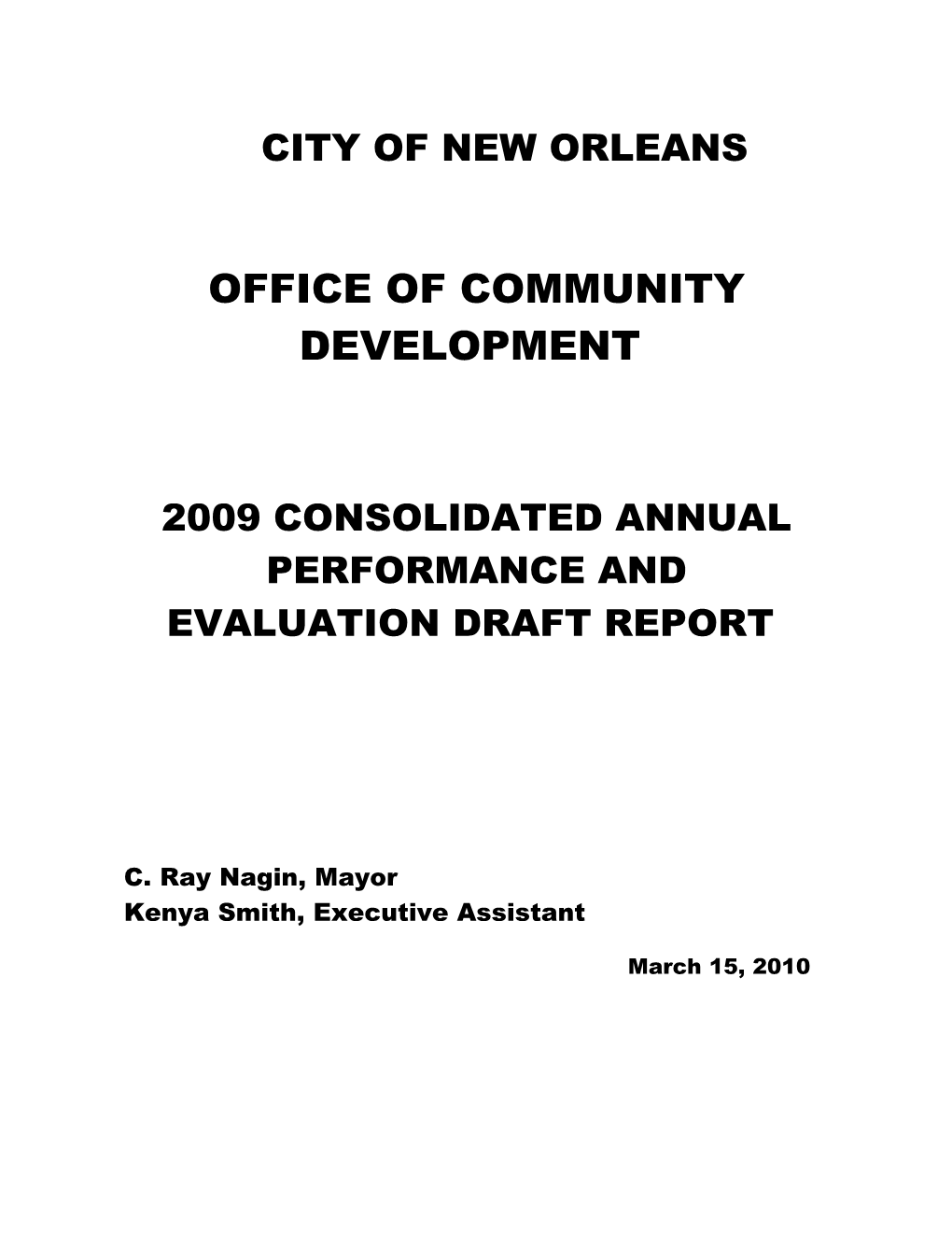 2009 Consolidated Annual Performance & Evaluation Draft Report