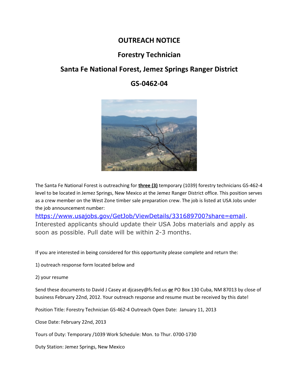 Santa Fe National Forest, Jemez Springs Ranger District