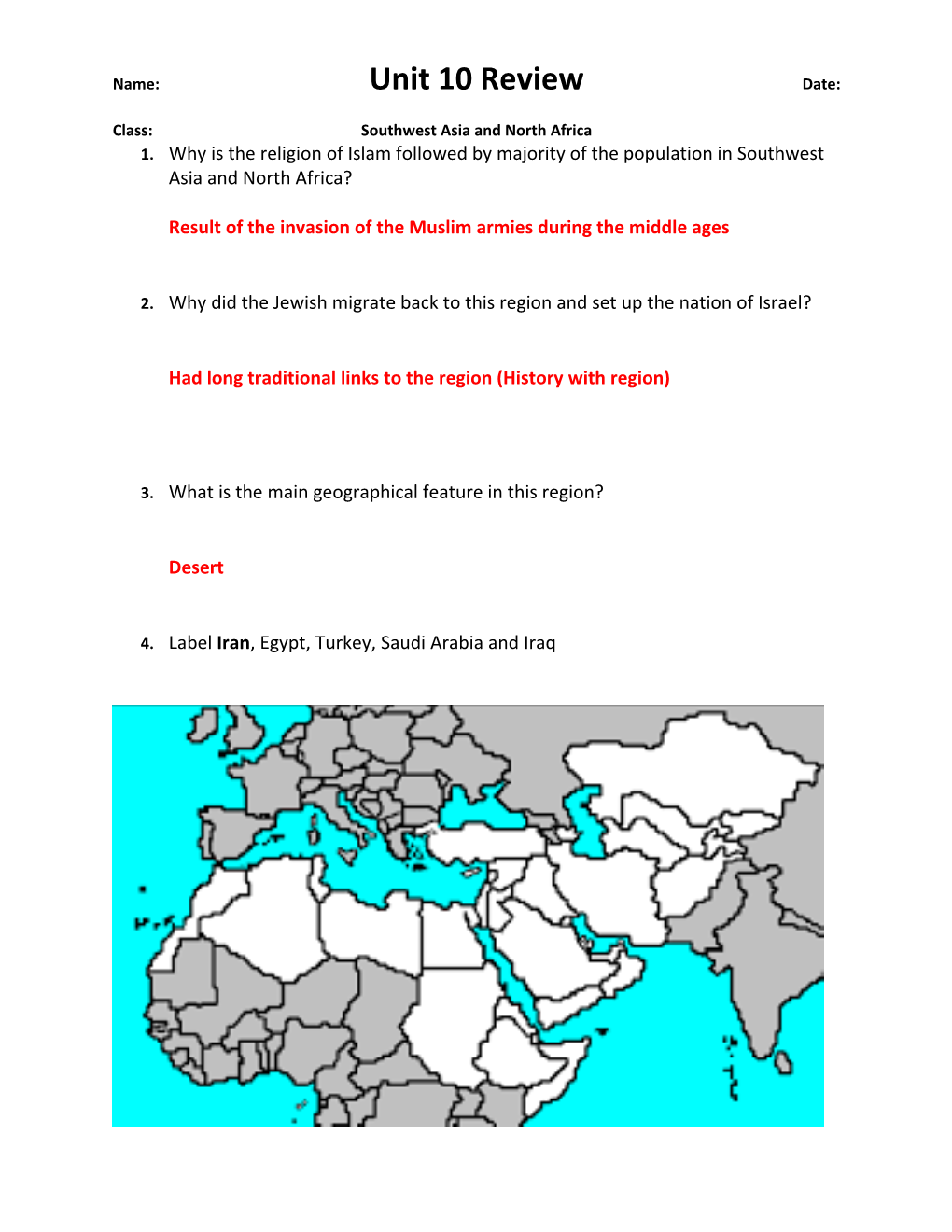 Class:Southwest Asia and North Africa