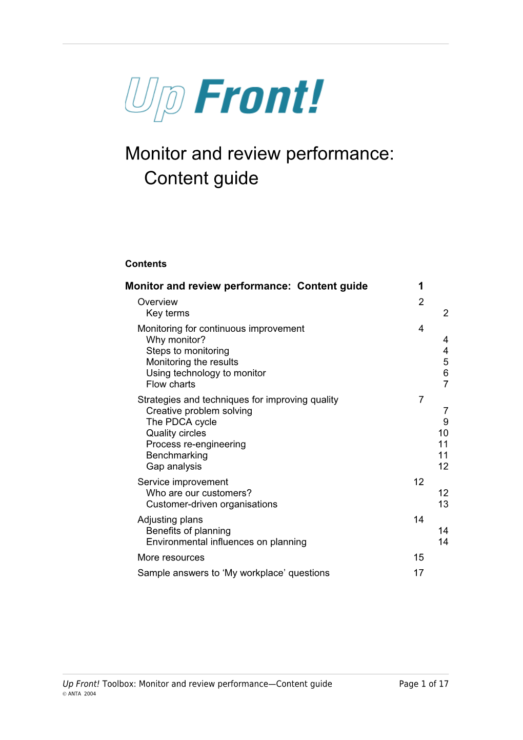 Monitor and Review Performance Content Guide