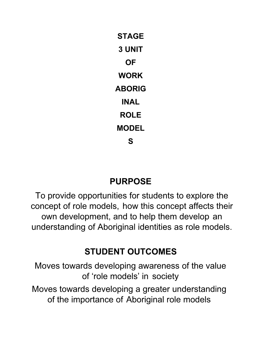 Stage 3Unitof Workaboriginalrolemodels