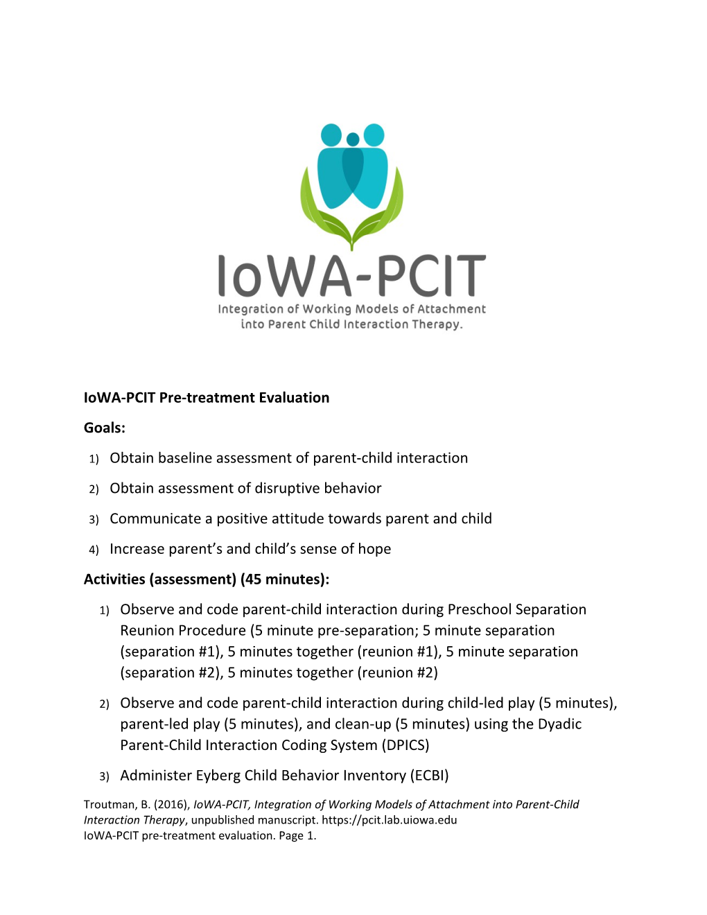 Iowa-PCIT Pre-Treatment Evaluation