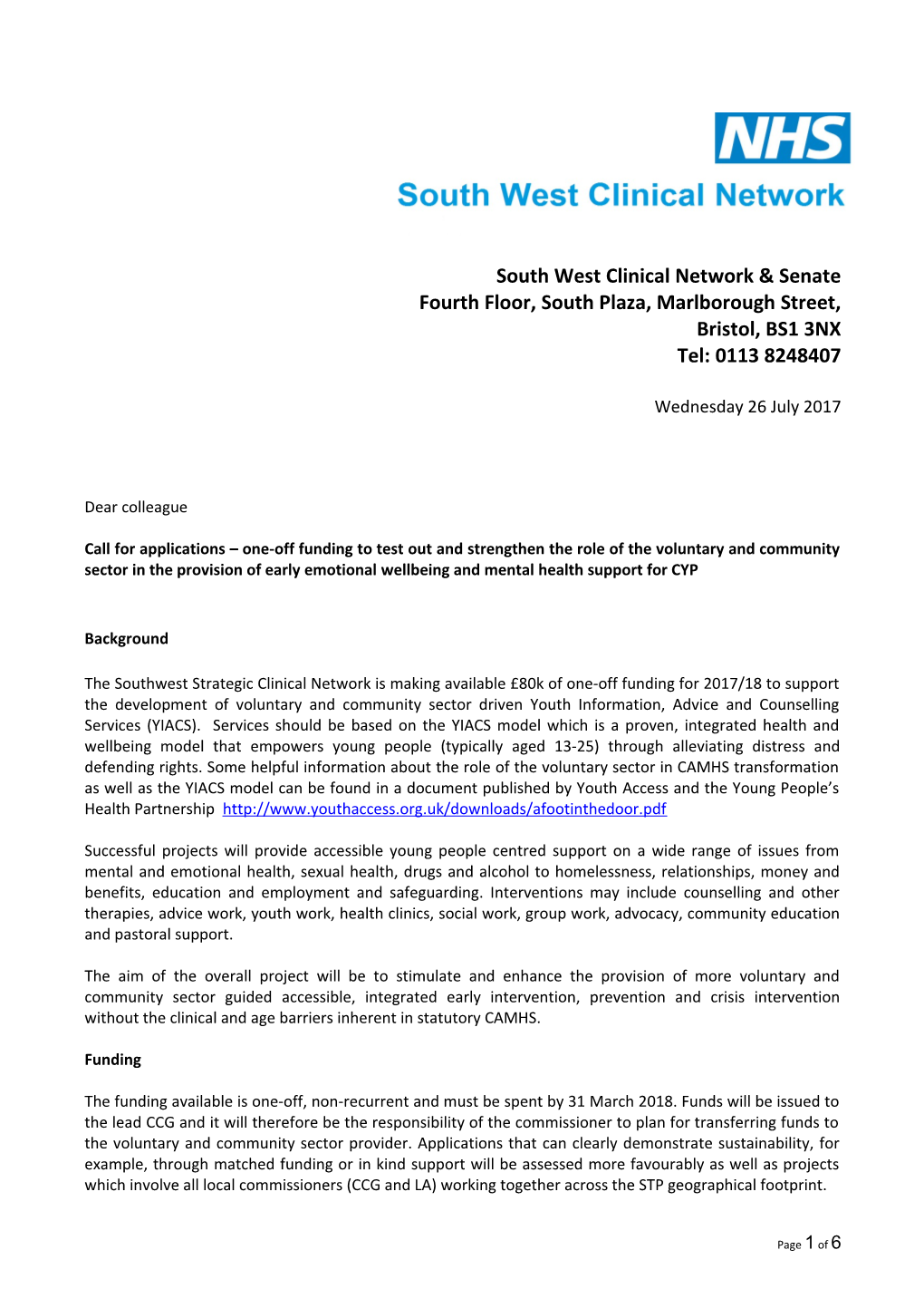 South West Clinical Network & Senate