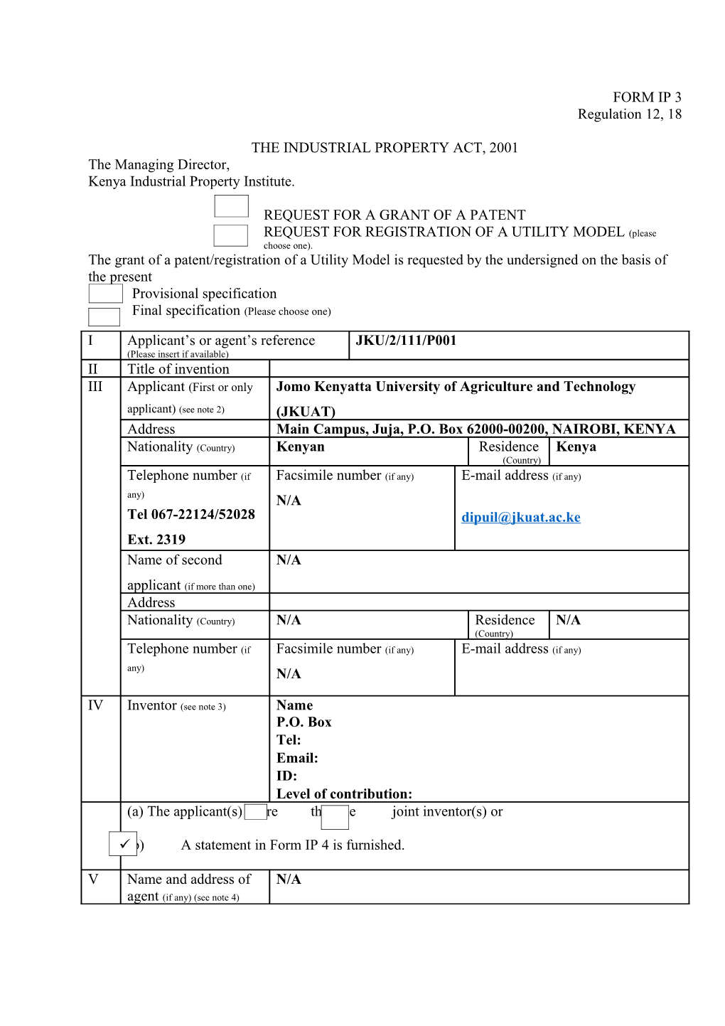 The Industrial Property Act, 2001