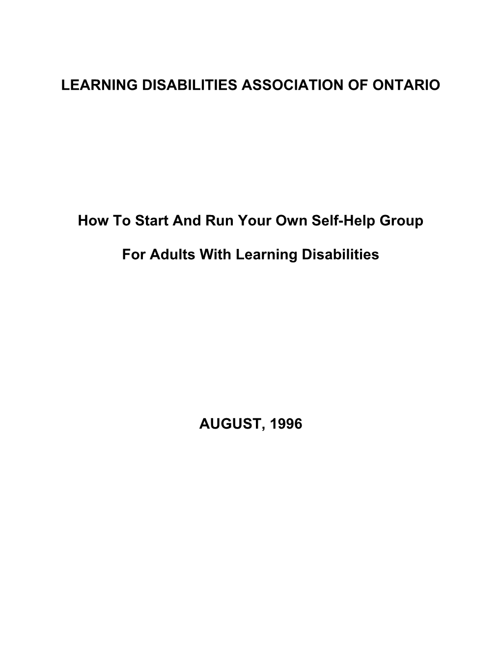 Learning Disabilities Association of Ontario