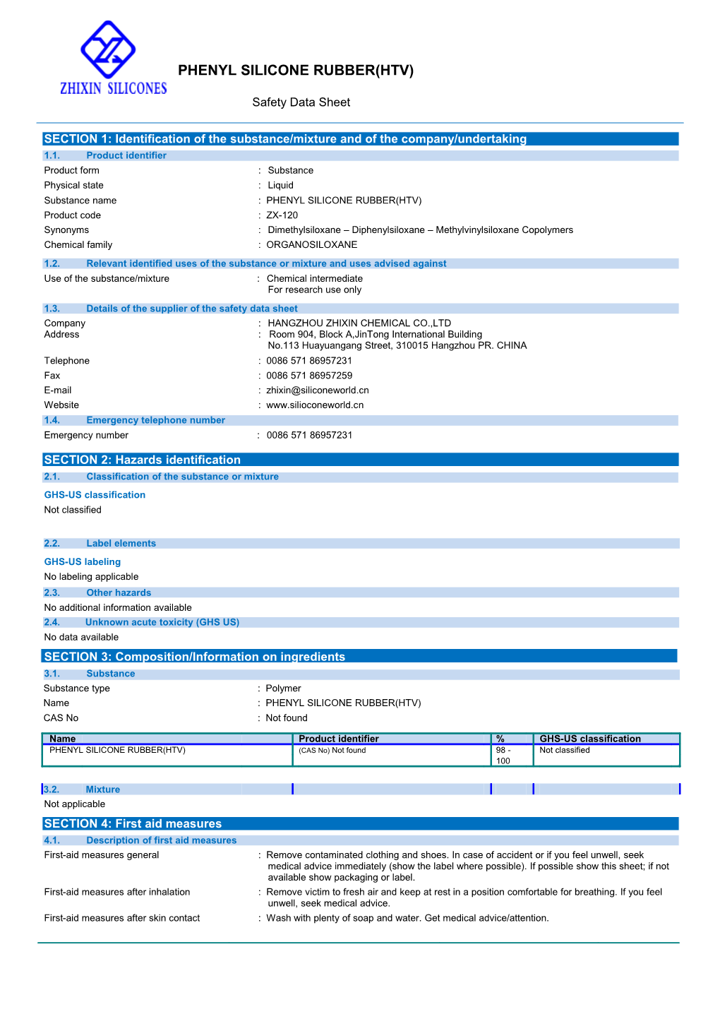 Phenyl Silicone Rubber(Htv)