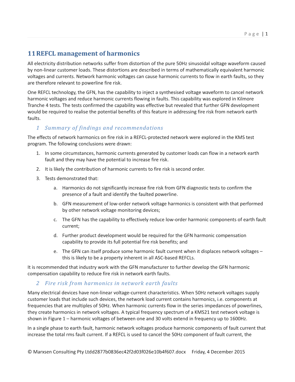 11REFCL Management of Harmonics