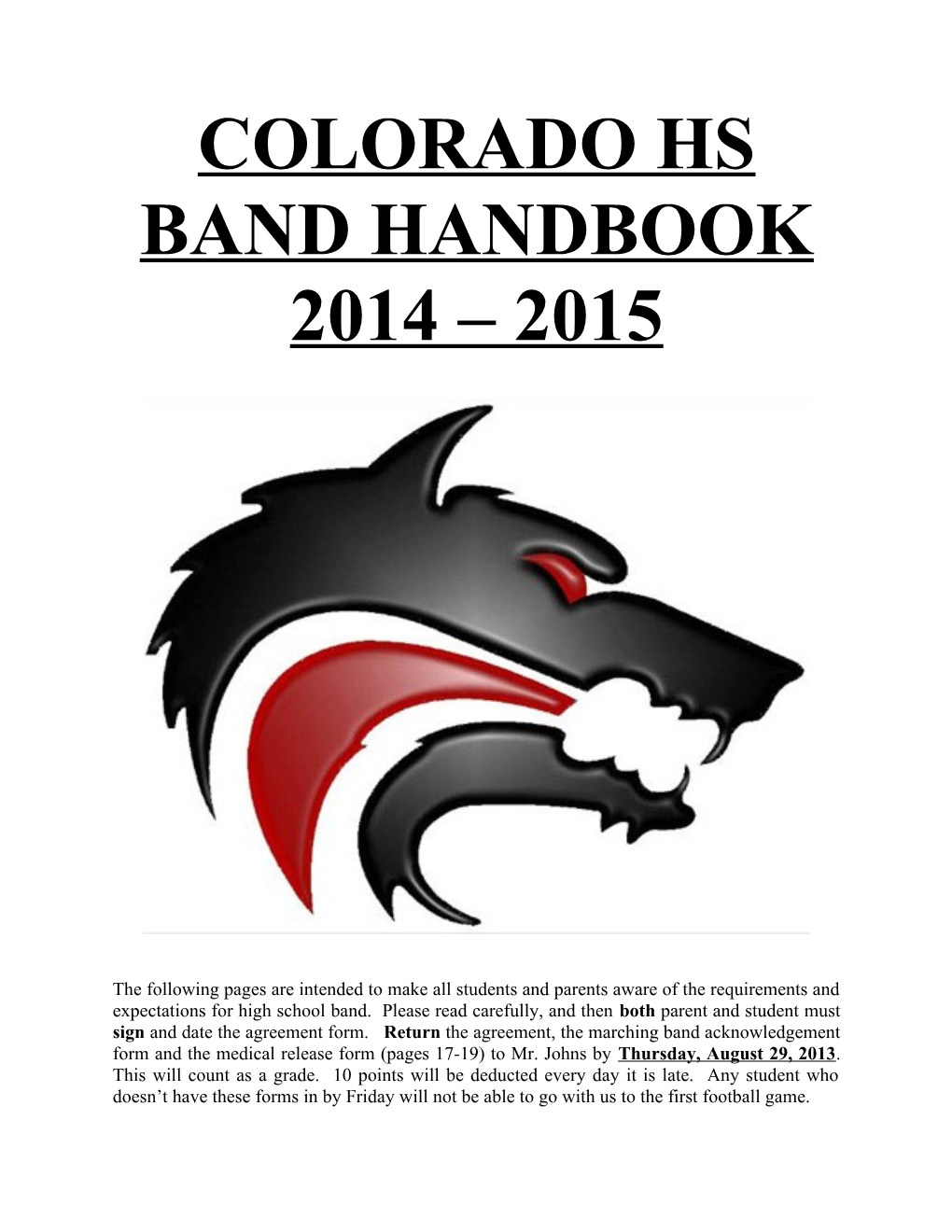 Colorado Hs Band Handbook