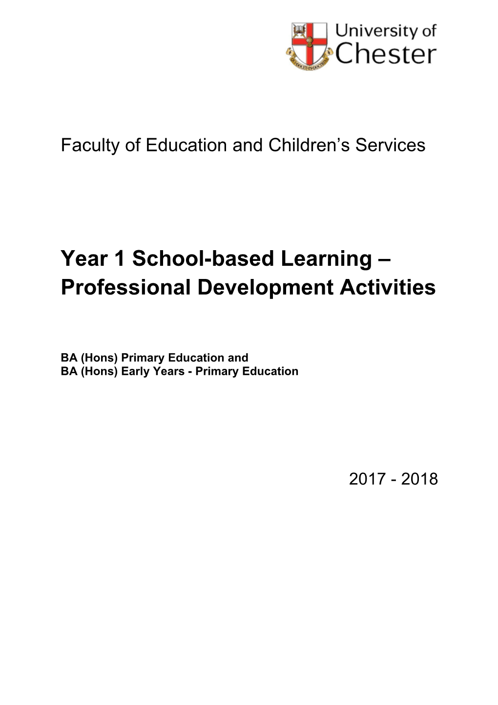University of Chester Faculty of Education and Children S Services