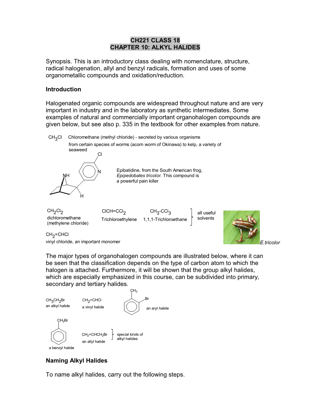 Chapter 10: Alkyl Halides