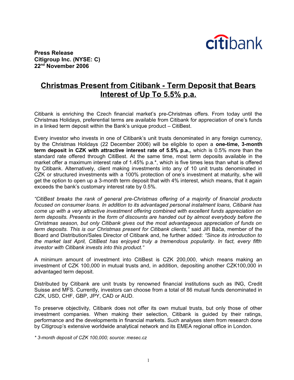 Christmas Present from Citibank - Term Deposit That Bears Interest of up to 5.5% P.A
