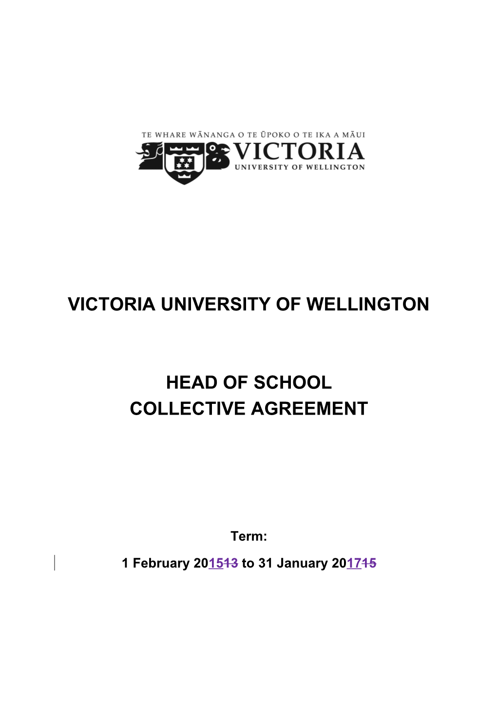 Victoriauniversity Collective Agreement for Head of School