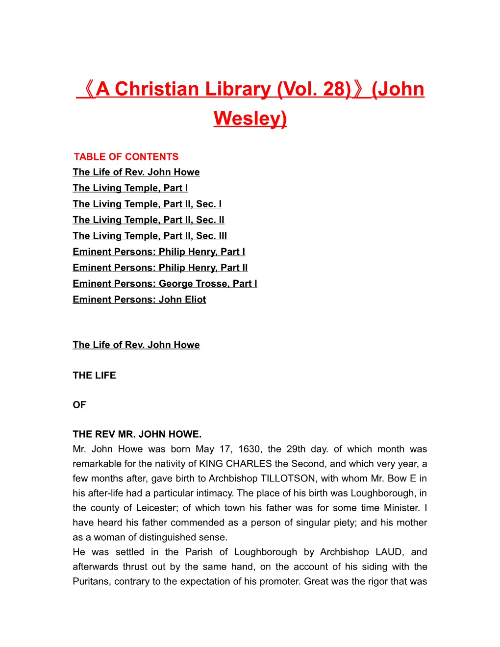 A Christian Library (Vol. 28) (John Wesley)