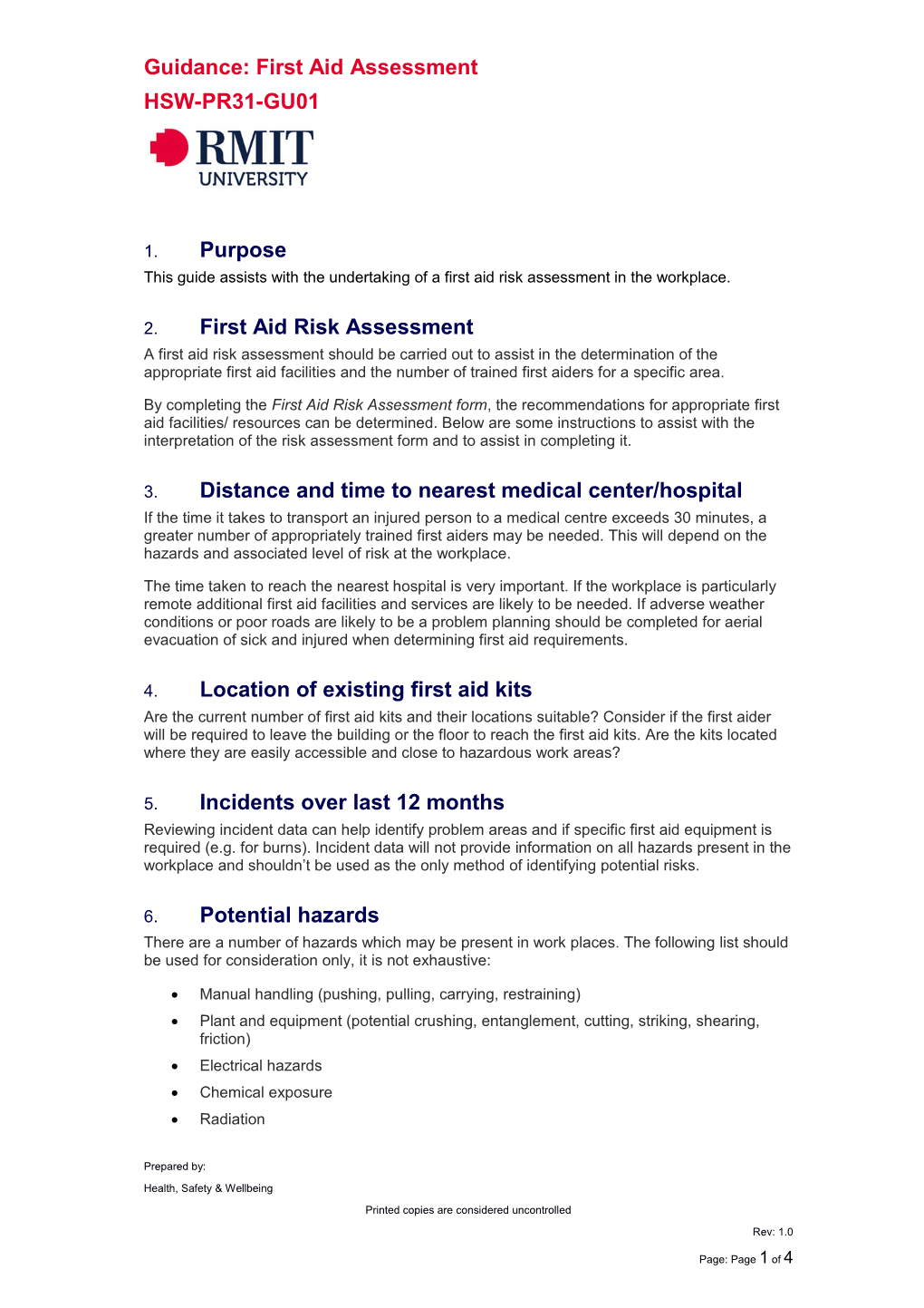 HSW Process / Guidance Material