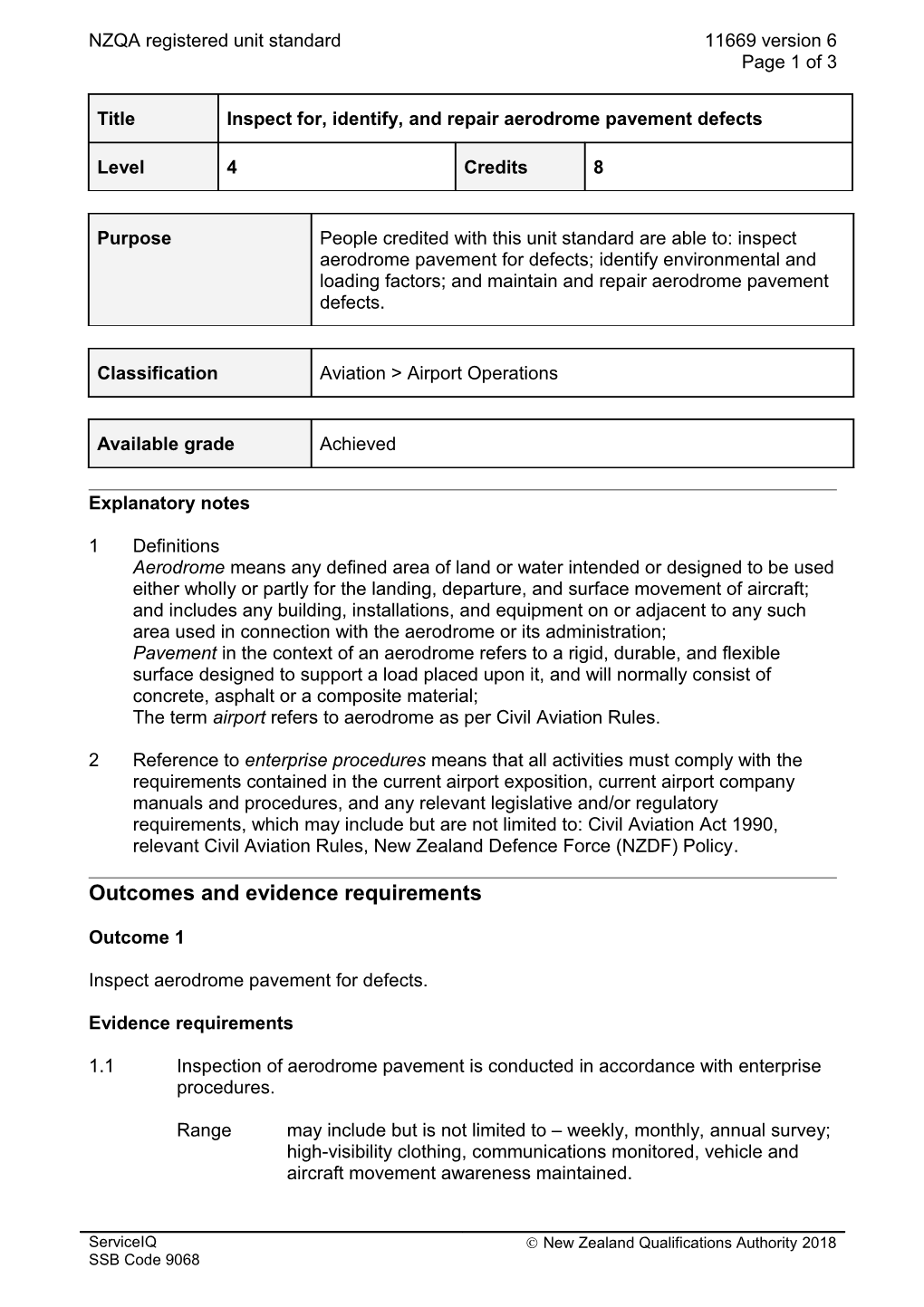 11669 Inspect For, Identify, and Repair Aerodrome Pavement Defects