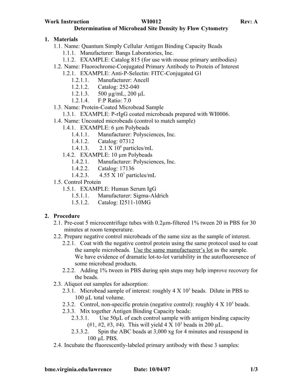 Determination of Microbead Site Density by Flow Cytometry