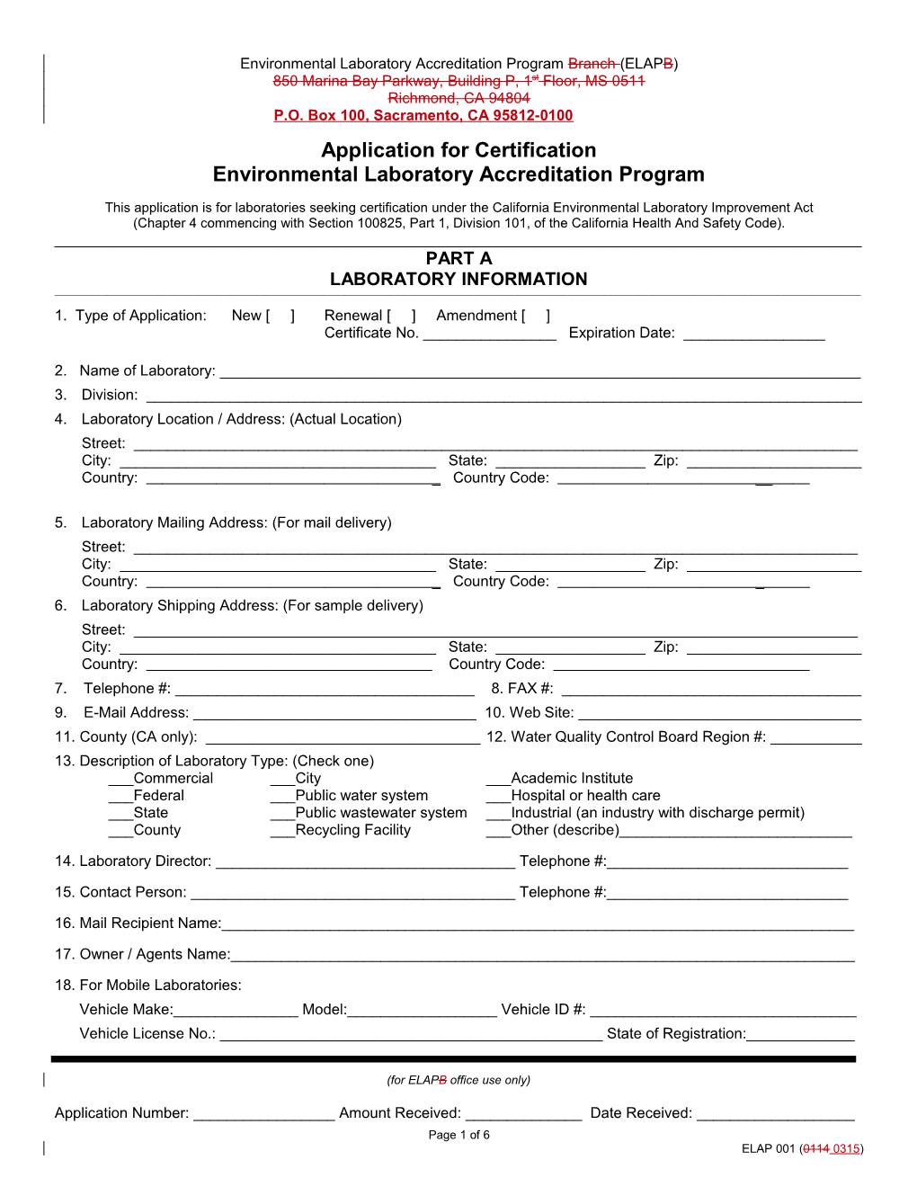 ELAP Application Form