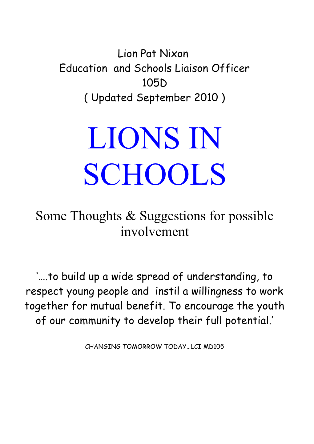 Lions in Schools