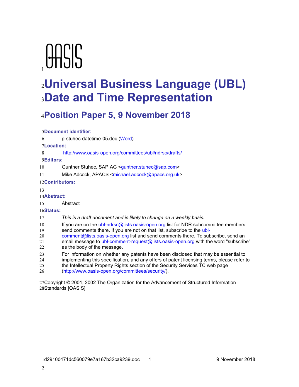 Universal Business Language (UBL) Date and Time Representation
