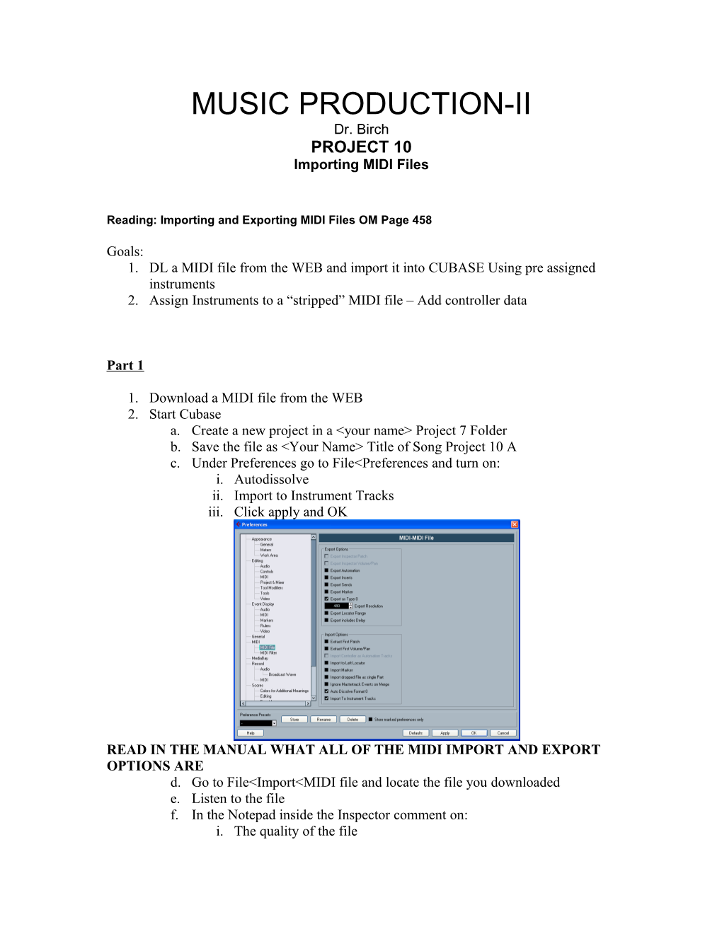 MP-II Project 10 Importing and Exporting MIDI