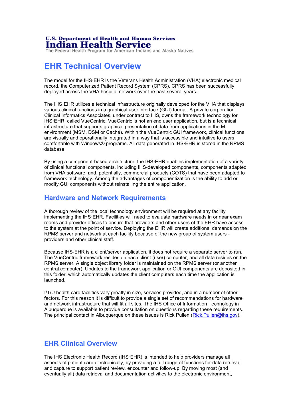 EHR Technical Overview