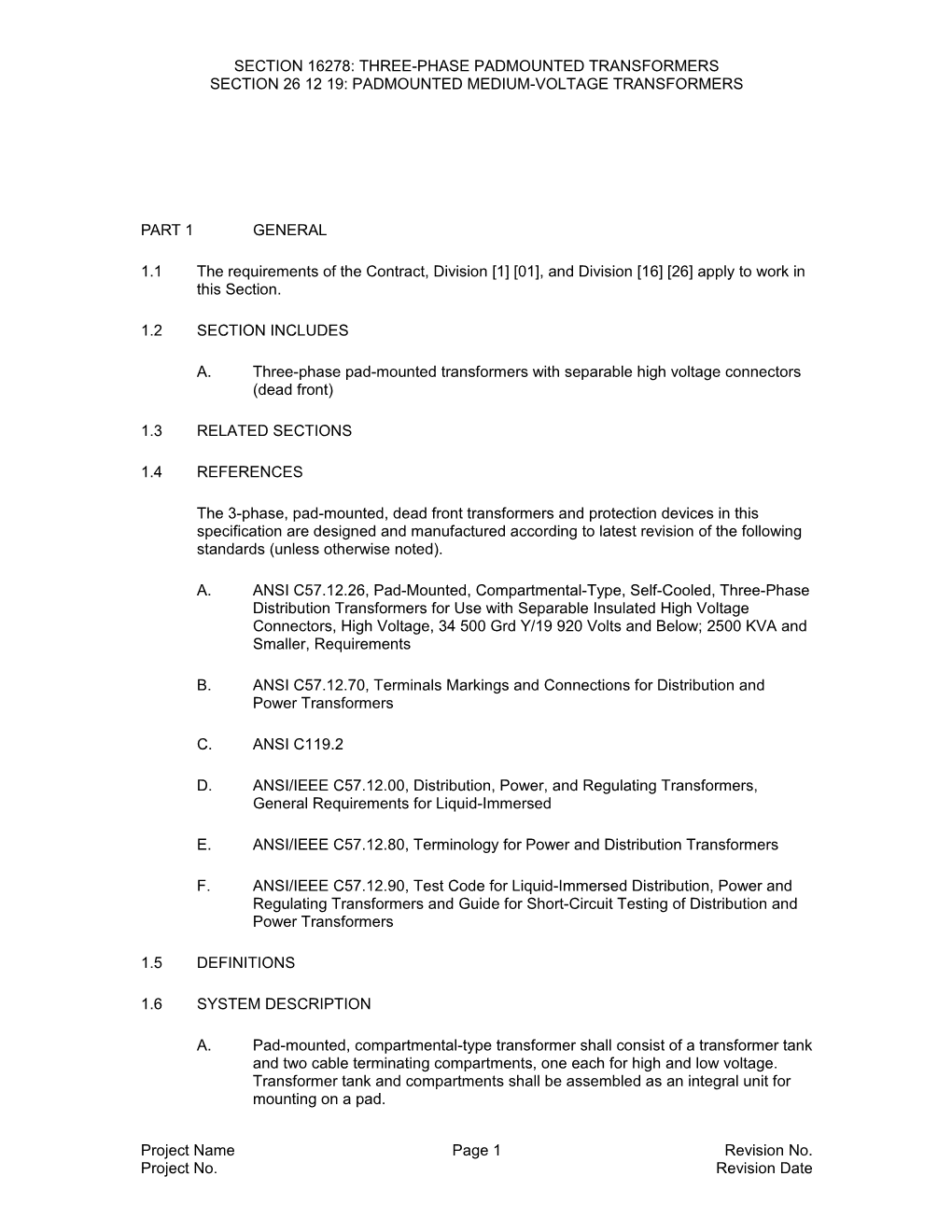 Section 16278: Three-Phase Padmounted Transformers