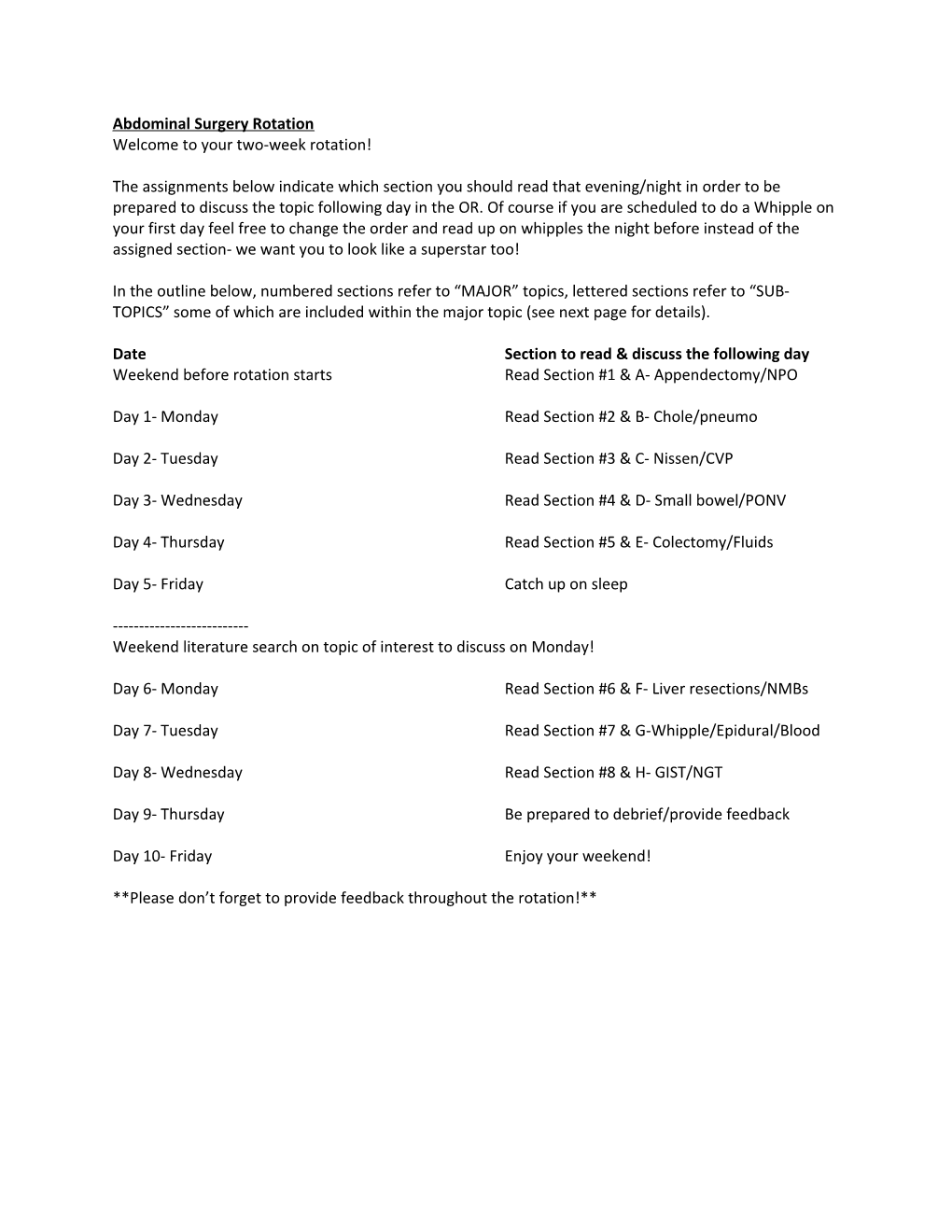 Abdominal Surgery Rotation