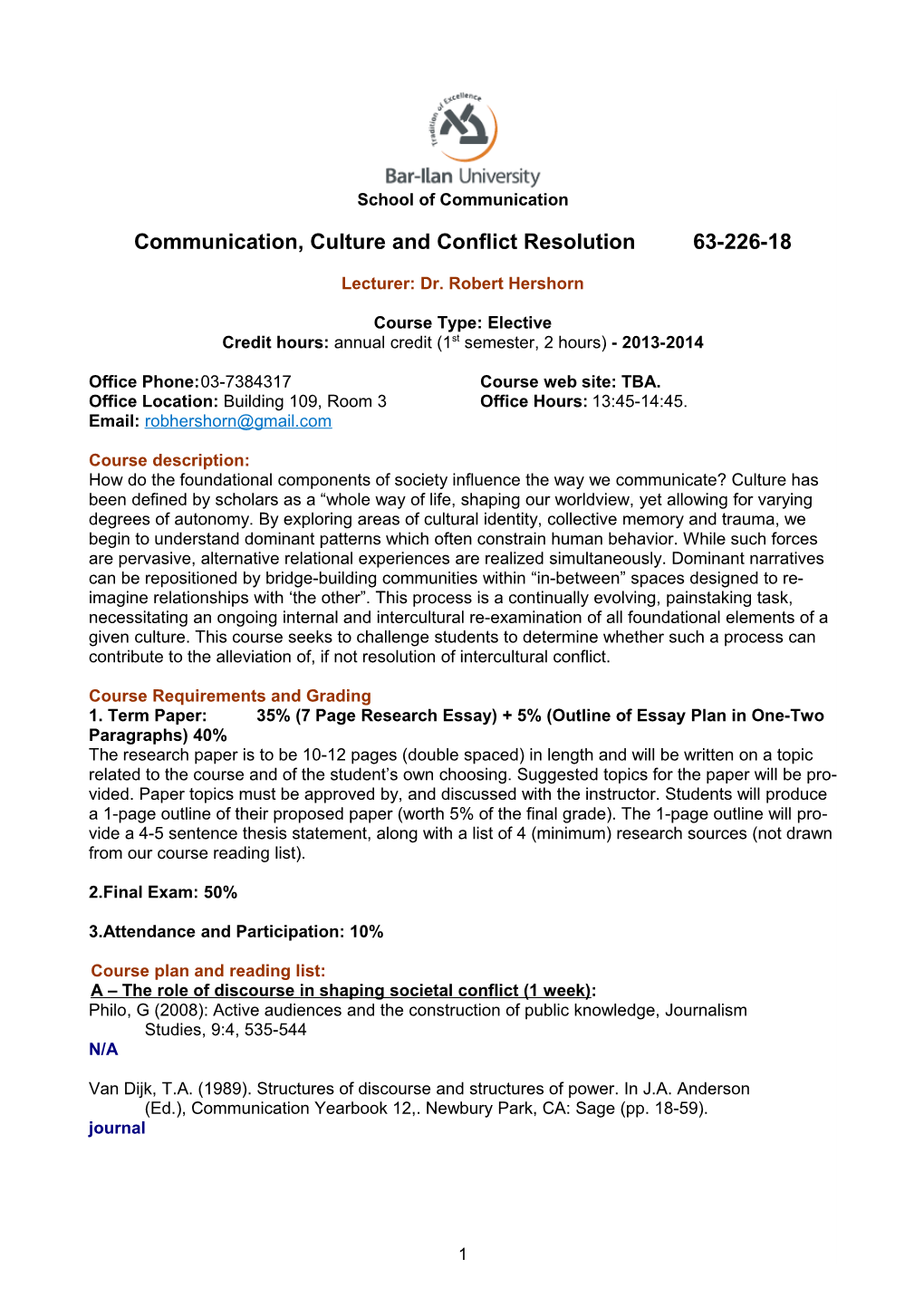 Communication, Culture and Conflict Resolution63-226-18