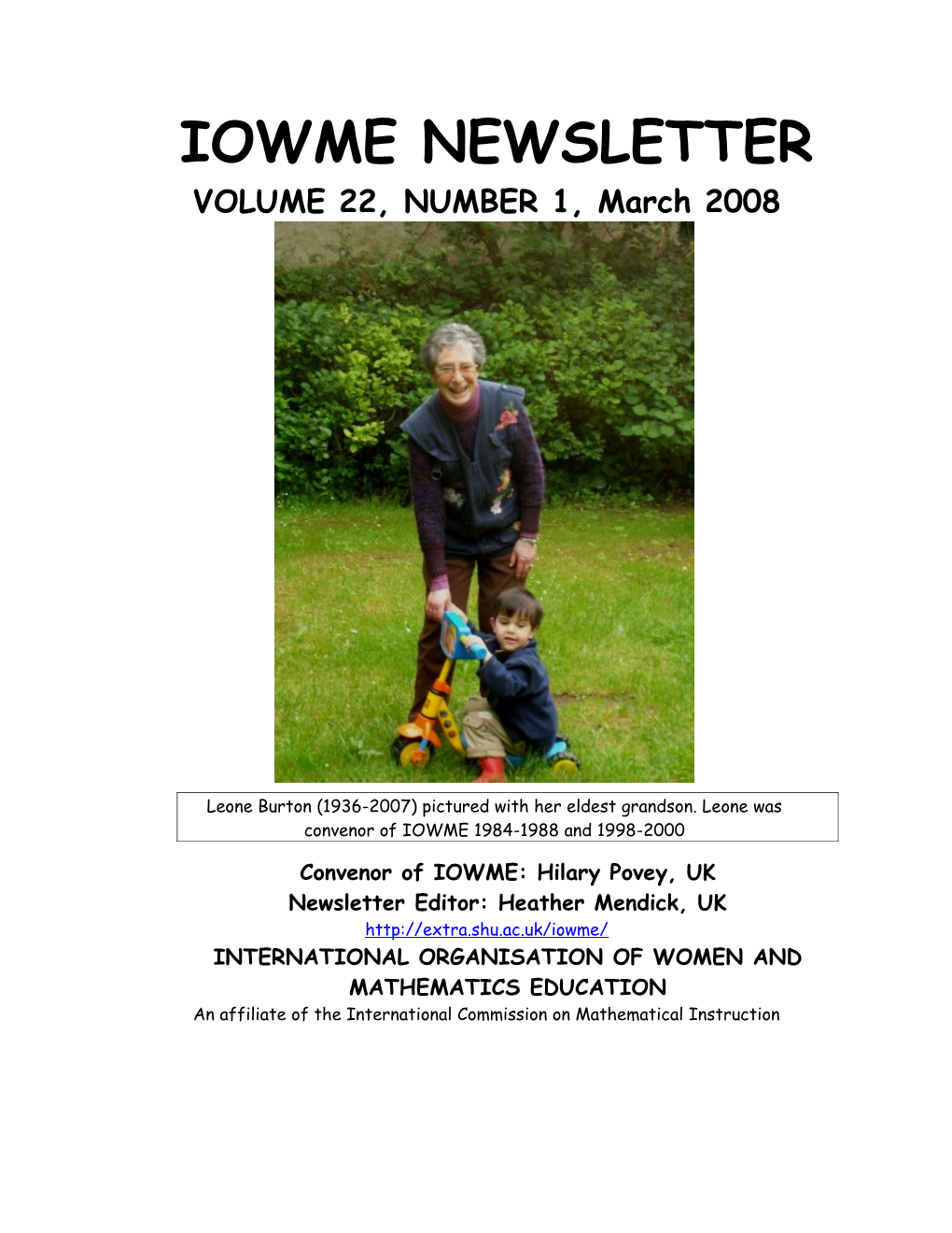 IOWME Newsletter Volume 22, No. 1