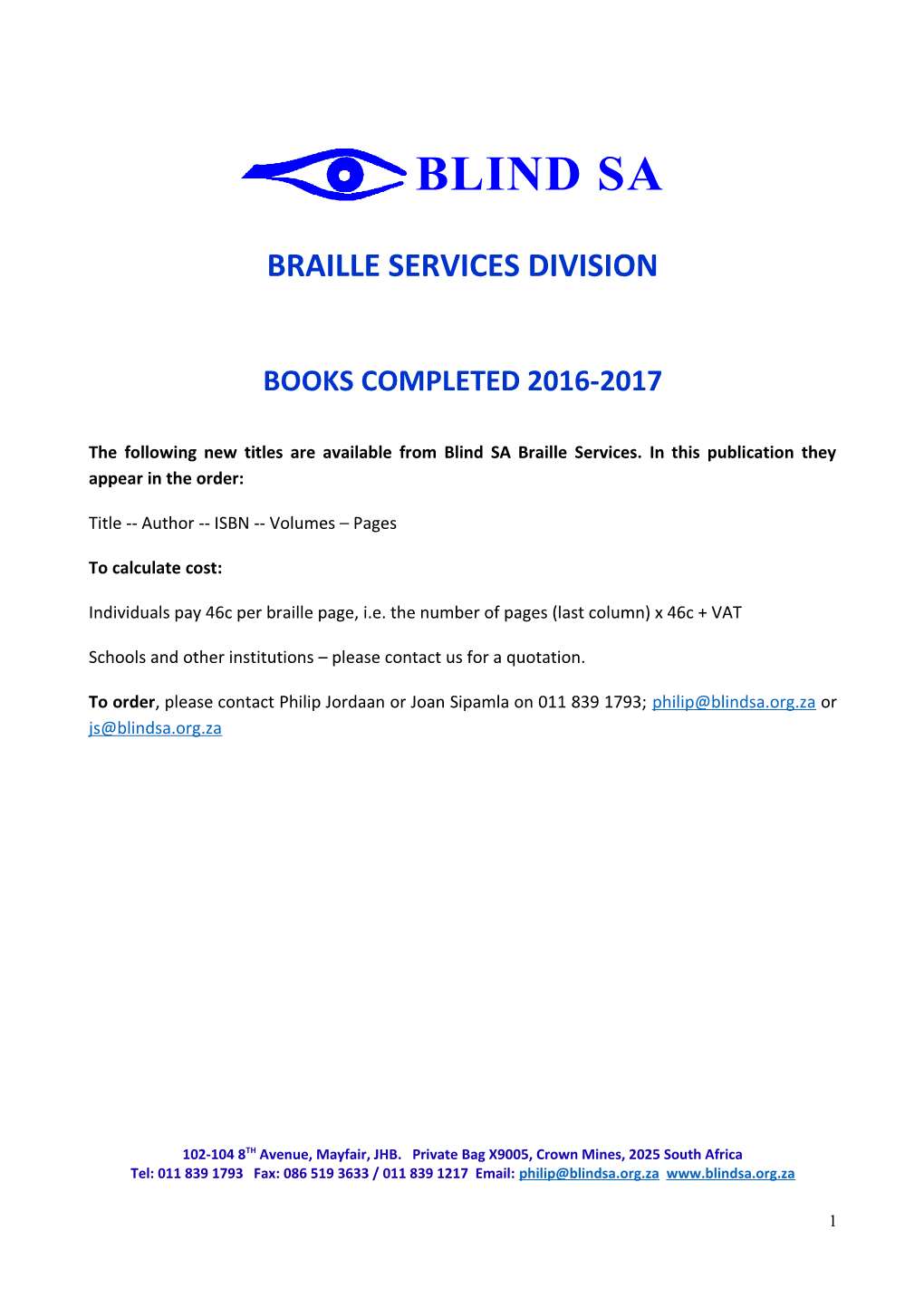 Braille Services Division