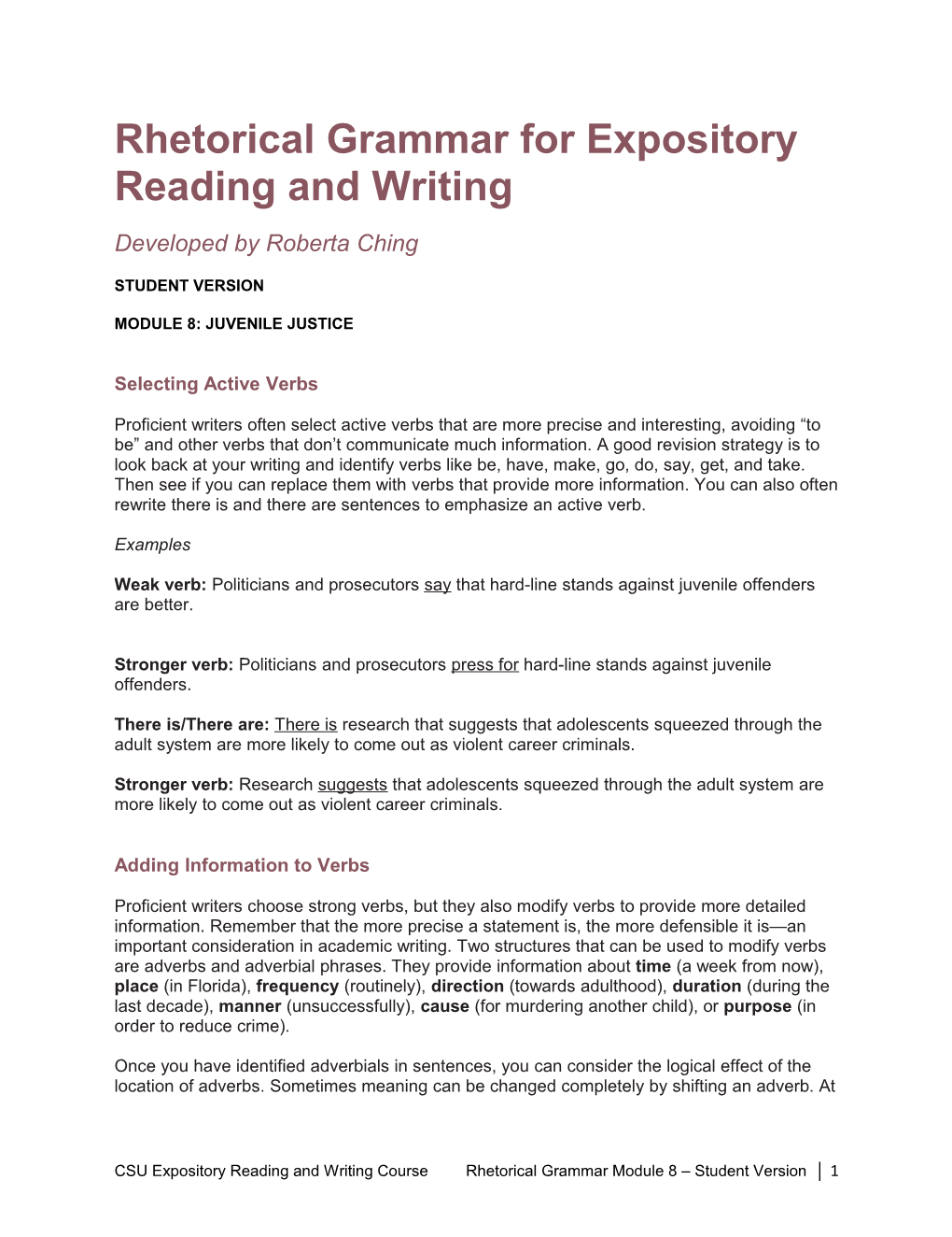 Rhetorical Grammar Forexpository Reading and Writing