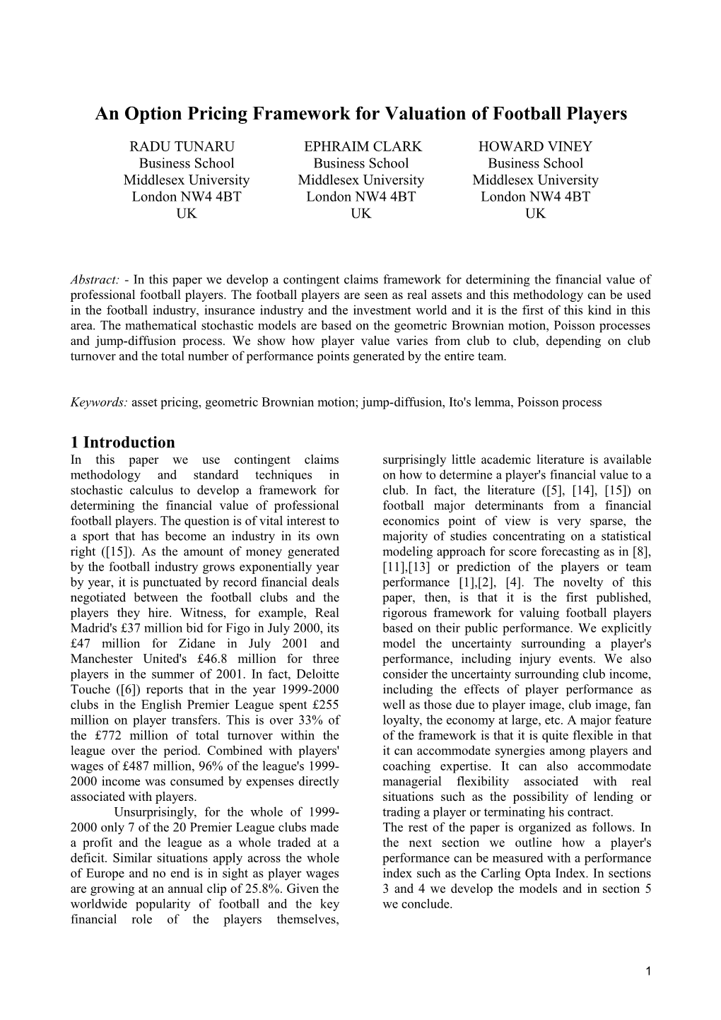 An Option Pricing Framework for Valuation of Football Players