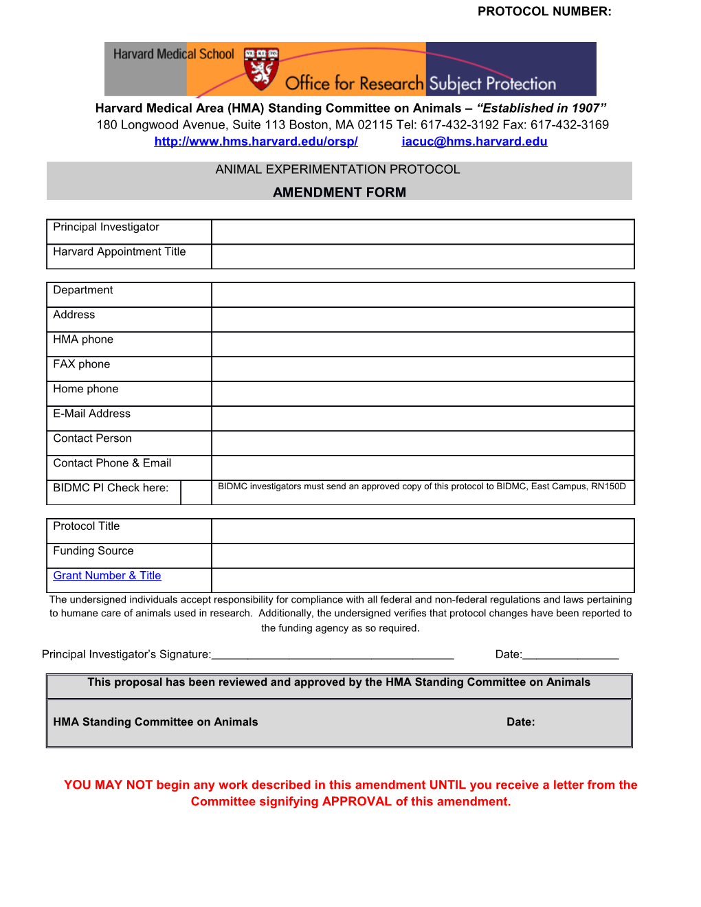 Harvard Medical Area Page 1 of 10Protocol # Revised 9/11/14