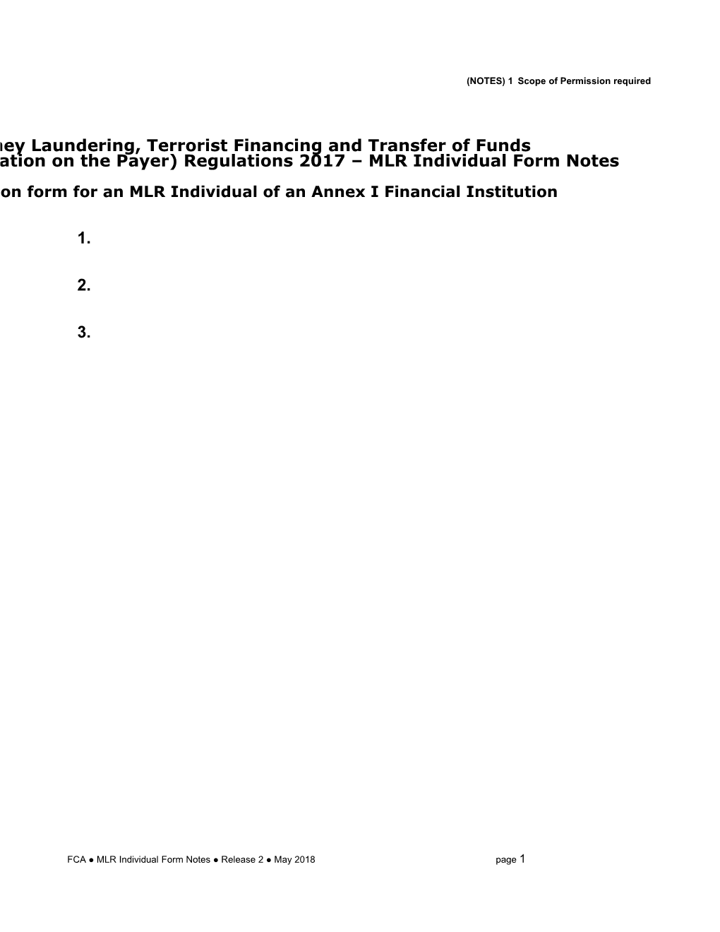 Annex I Individual Notes