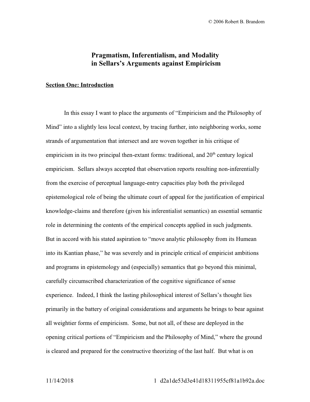 Pragmatism, Inferentialism, and Modality