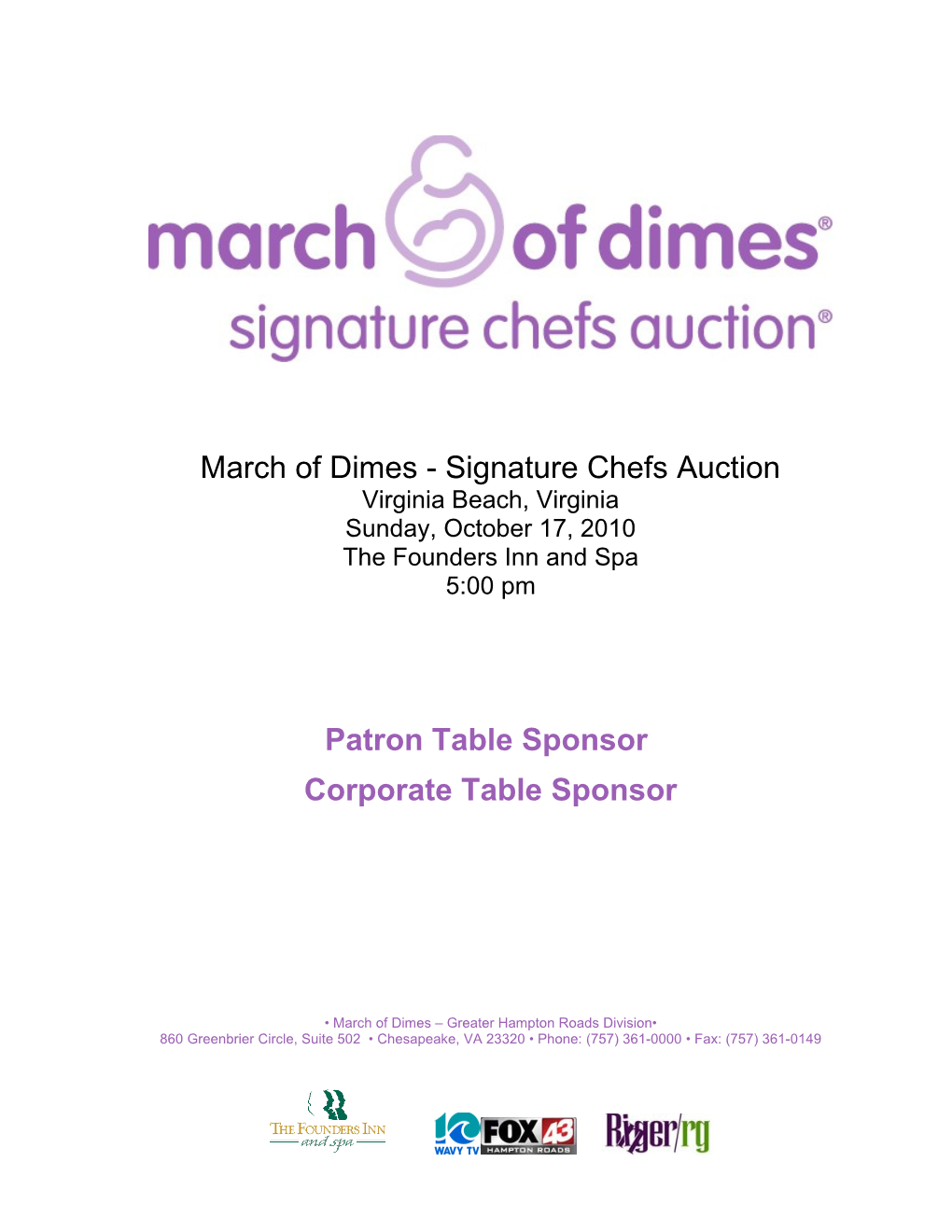 March of Dimes - Signature Chefs Auction