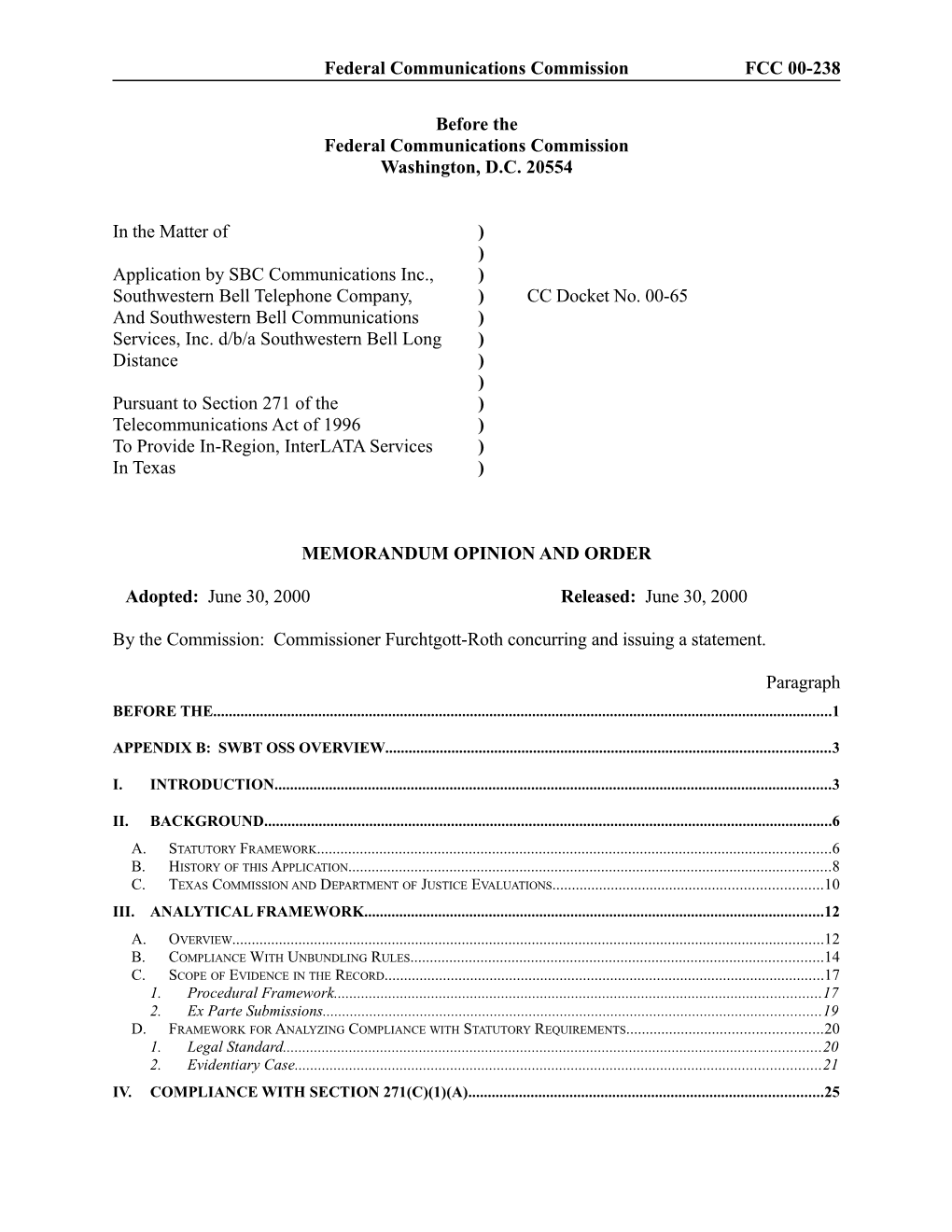 Federal Communications Commissionfcc 00-238