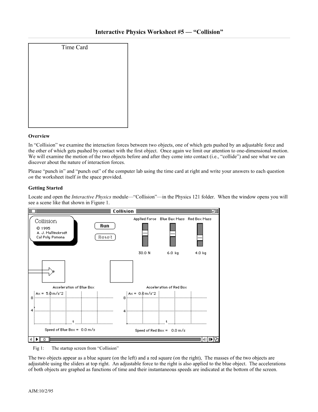 Interactive Physics Worksheet #5 Collision