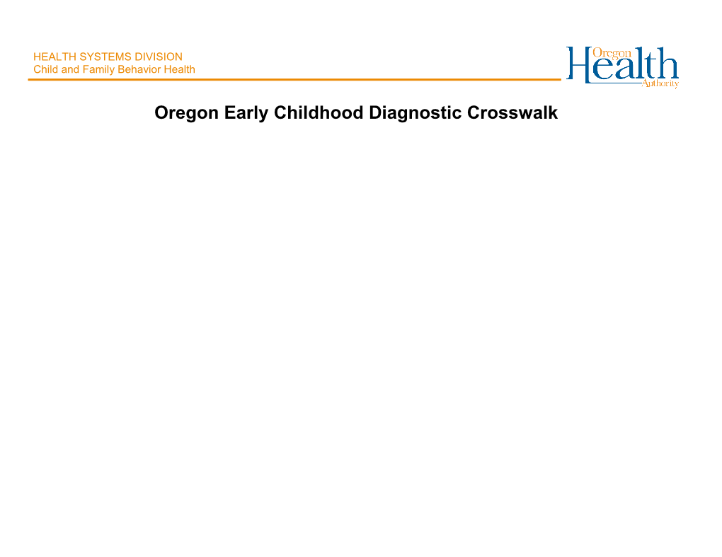 Oregon Early Childhood Diagnostic Crosswalk