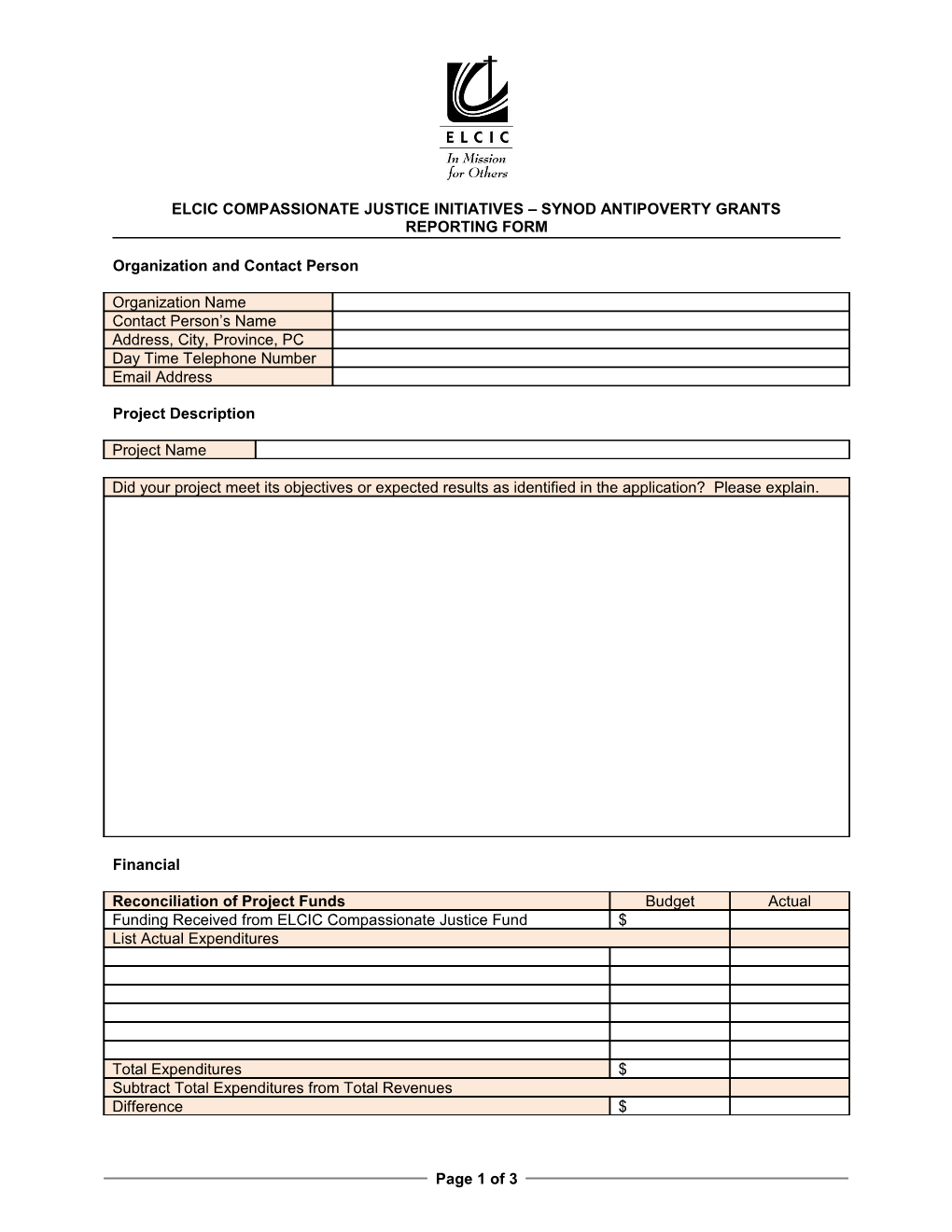 Elcic Compassionate Justice Initiatives Synod Antipoverty Grants