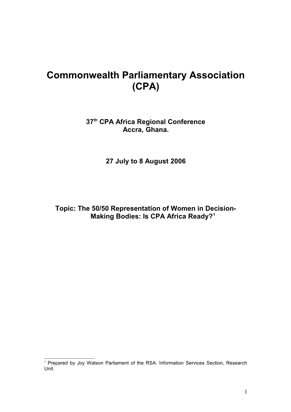 Commonwealth Parliamentary Association (CPA)