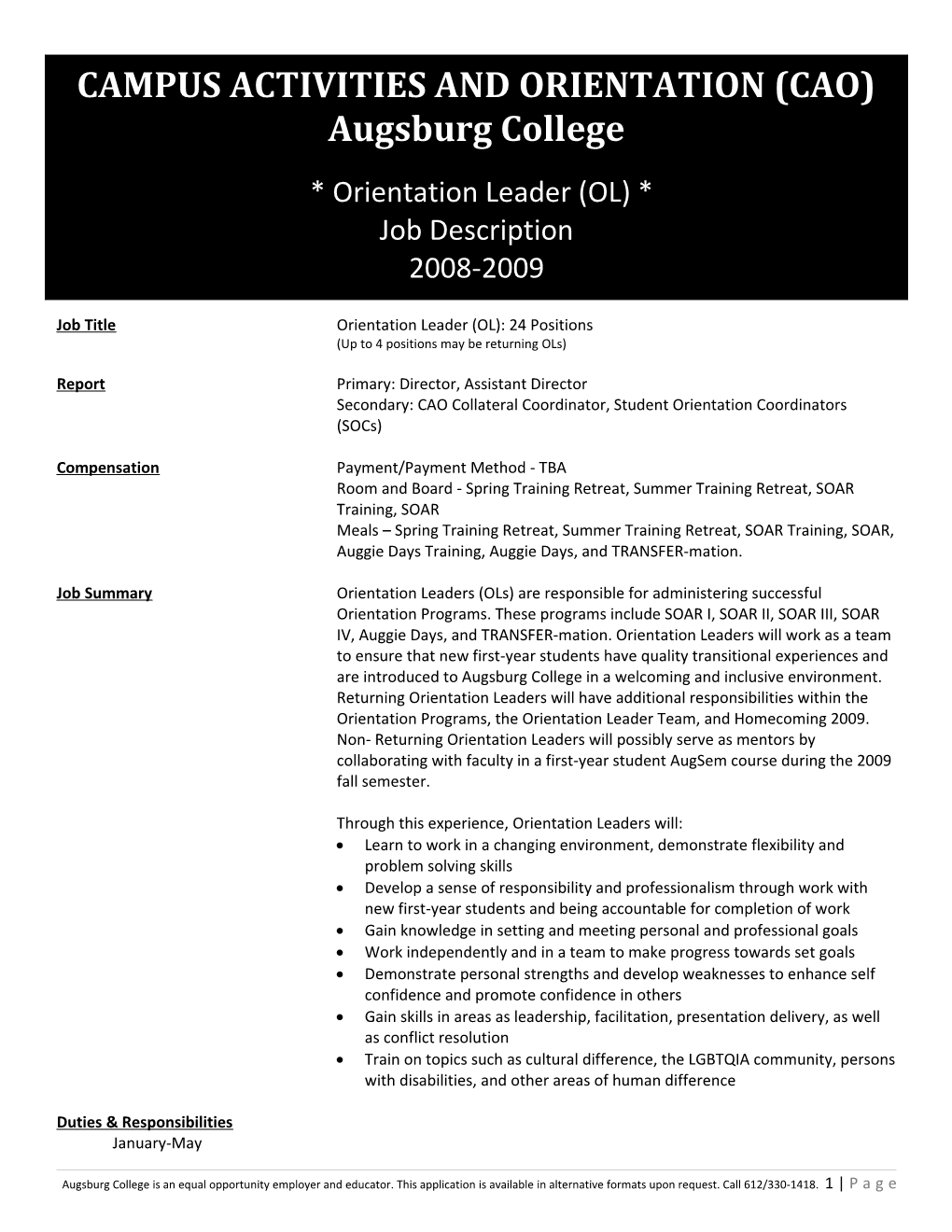 Job Titleorientation Leader (OL): 24 Positions