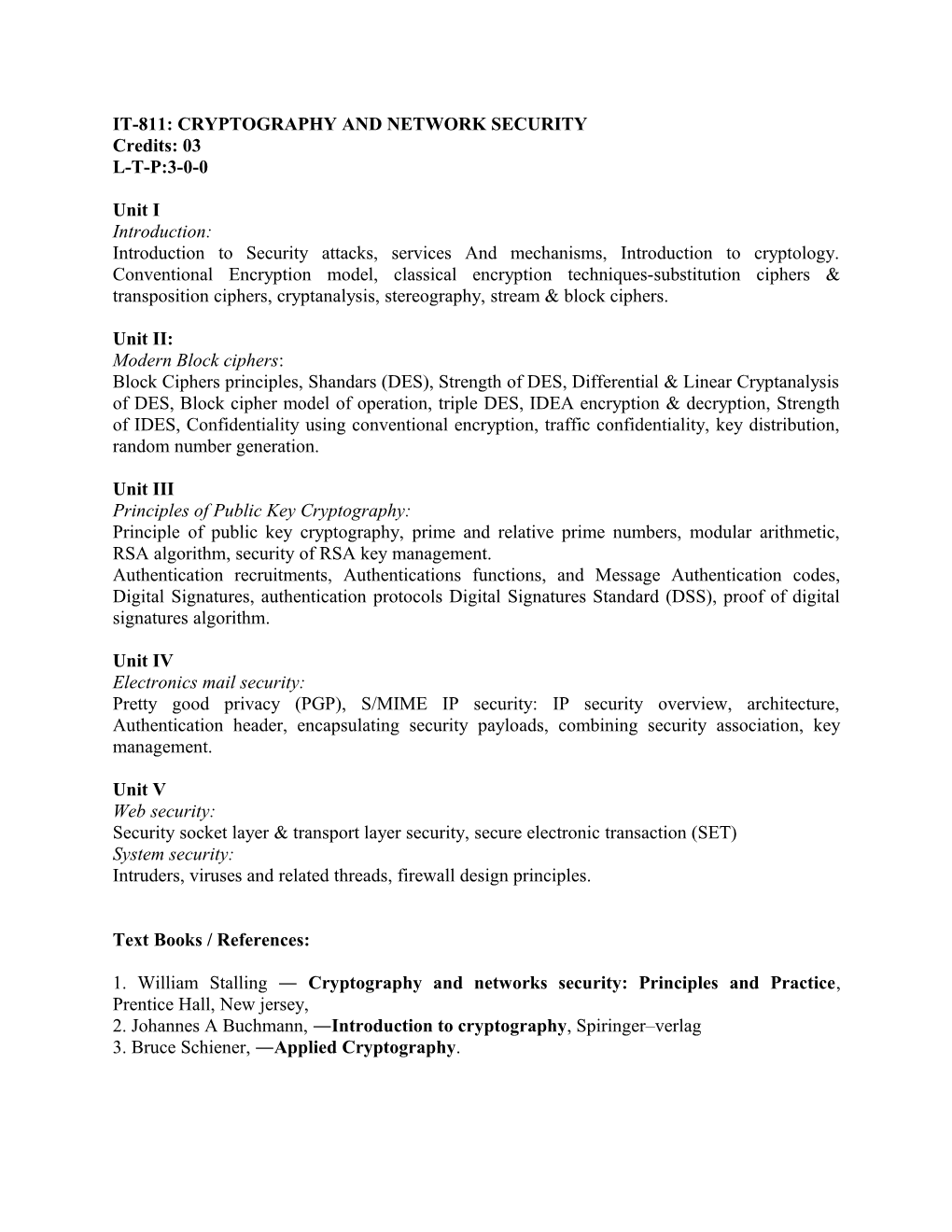 It-811: Cryptography and Network Security